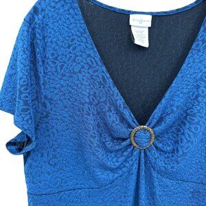 Jaclyn Smith Babydoll Top Womens XXL Empire Waist Animal Print Stretchy Vintage
